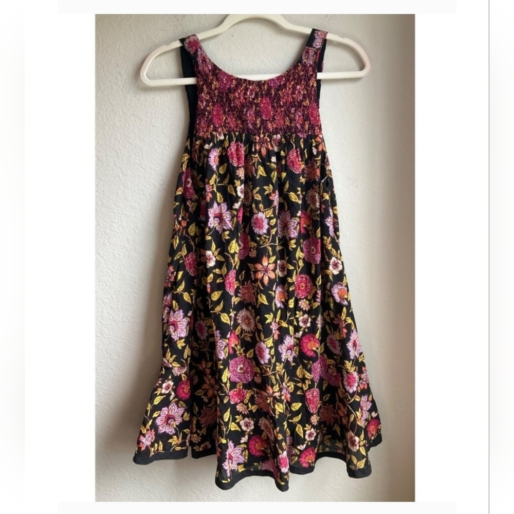 Free People size XS Oh Baby Dark floral smocked boho relaxed mini dress - Picture 10 of 10
